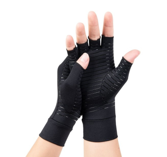 Copper arthritis gloves - Best copper infused fingerless glove for carpal tunnel, RSI, rheumatoid