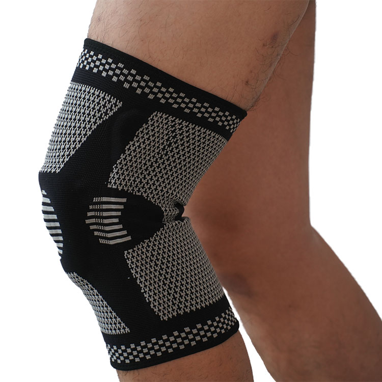 Custom high quality Elastic Nylon Sport Knee Sleeve with Patella Gel Pad and Side Stabilizers 5034