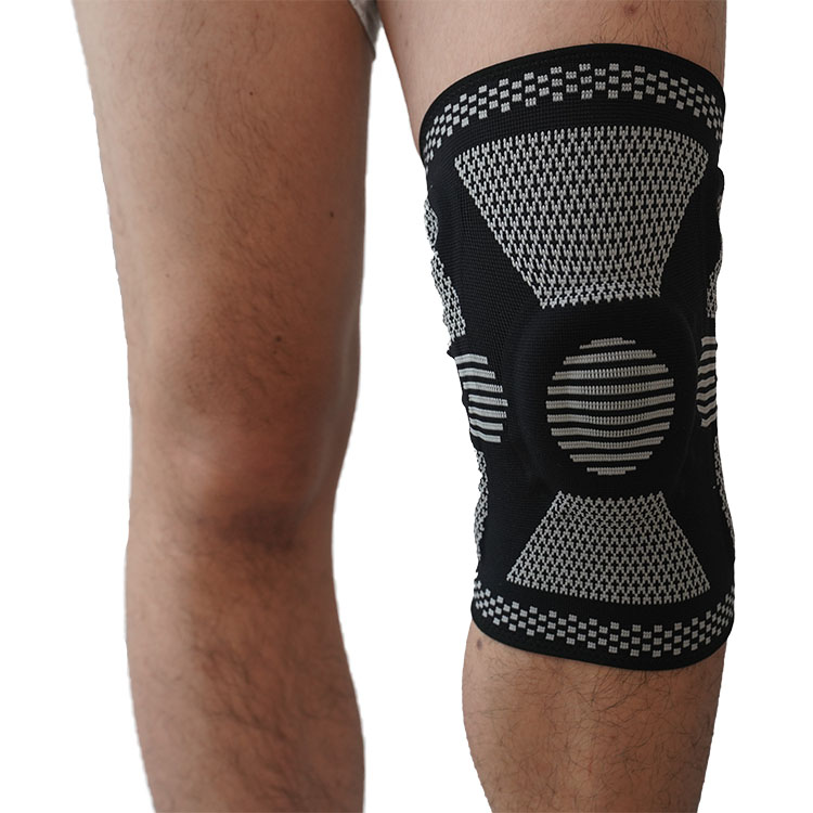 Custom high quality Elastic Nylon Sport Knee Sleeve with Patella Gel Pad and Side Stabilizers 5034